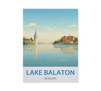 Lake Balaton Hungary Vintage Travel Poster，Puzzle 1000 Piece Jigsaw Puzzles for Adults, Classic Puzzle Difficult Puzzle for Kids Teenagers Educational Game Toys Gift for Home Travel（38x26cm）-DD74