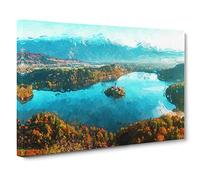 Lake Bled in Slovenia in Abstract Canvas Print for Living Room Bedroom Home Office Décor, Wall Art Picture Ready to Hang, 30 x 20 Inch (76 x 50 cm)