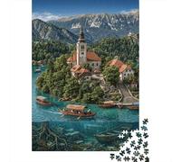 Lake Bled Slovenia 1000 Pcs Recycled Cardboard DIY Jigsaw Puzzle Gift for Couples Date Night Group Activity Cognitive Stimulation 38x26cm/1000pcs