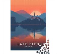 Lake Bled Slovenia 1000 Piece Jigsaw Puzzle, Lakeside Architecture Scene, Interlocking Paper Pieces for Adults, Decorative Artwork, 70x50cm/1000pcs