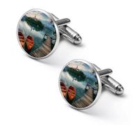 Lake Bled Slovenia Church on The Island Shirt Cufflinks Round Cuff Links for Business Wedding Party Father's Day Gift 2.0cm