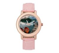 Lake Bled Slovenia Church on The Island Womens Elegant Watch Analogue Quartz Watch Leather Band Wristwatch