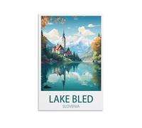 Lake Bled Slovenia Vintage Travel Poster Landscape 12x18inch(30x45cm) Wall Art Picture Print Canvas Art Poster Modern Family Bedroom Decor Posters