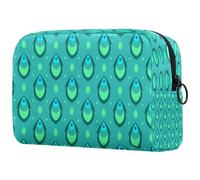 Lake Blue Abstract Peacock Pattern Cosmetic Bag for Women, Travel Toiletries Bags Large Makeup Handy Pouch Organiser Bag with Zipper