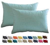 Lake Blue Linen Cushion Covers 30x50 60x60 60x80cm Soft Square Pillow Cases for Sofa Bed & Chair - Decorative Throw Pillow Covers (40x40 Set of 2)