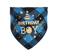 Lake Blue Plaid Triangle Scarf Dog Bandana for Birthday Boy & Girl, Dog Party Supplies