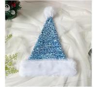 Lake Blue Santa Hat Christmas Hats for Kids and Adults,Shiny Sequin Xmas Hat Unisex Classic Velvet Xmas Holiday Hat,Thicken Luxury Plush Santa Hats Santa Claus Hats for Xmas New Year Party Supplies