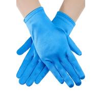 Lake Blue Satin Wrist Length Women's Gown Gloves for Opera, Wedding, Banquet & Party Dance (M Size)