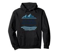 Lake Bound Mountain Adventure Boating Scenic Pullover Hoodie, Adult Unisex, Black, M