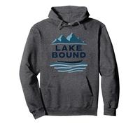 Lake Bound Mountain Adventure Boating Scenic Pullover Hoodie, Adult Unisex, Dark Heather Grey, L