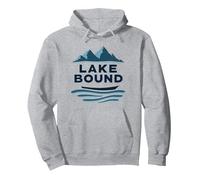 Lake Bound Mountain Adventure Boating Scenic Pullover Hoodie, Adult Unisex, Heather Grey, M