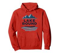 Lake Bound Mountain Adventure Boating Scenic Pullover Hoodie, Adult Unisex, Red, L