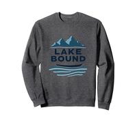 Lake Bound Mountain Adventure Boating Scenic Sweatshirt, Adult Unisex, Dark Heather Grey, L