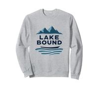 Lake Bound Mountain Adventure Boating Scenic Sweatshirt, Adult Unisex, Heather Grey, M