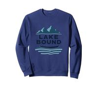 Lake Bound Mountain Adventure Boating Scenic Sweatshirt, Adult Unisex, Navy, M