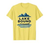Lake Bound Mountain Adventure Boating Scenic T-Shirt, Men, Lemon, M