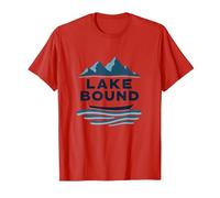 Lake Bound Mountain Adventure Boating Scenic T-Shirt, Men, Red, M