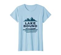 Lake Bound Mountain Adventure Boating Scenic T-Shirt, Women, Baby Blue, M