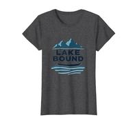 Lake Bound Mountain Adventure Boating Scenic T-Shirt, Women, Dark Heather Grey, M
