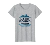 Lake Bound Mountain Adventure Boating Scenic T-Shirt, Women, Heather Grey, M