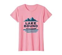 Lake Bound Mountain Adventure Boating Scenic T-Shirt, Women, Pink, L