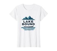 Lake Bound Mountain Adventure Boating Scenic T-Shirt, Women, White, M