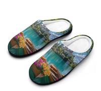 Lake Brienz in Switzerland Cotton Women's Slip-on Slippers Winter Warm House Shoes with Rubber Sole for Home Office Hotel