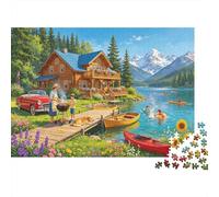 Lake Cabin 1000 Piece Jigsaw Puzzle Recyclable Paper Summer Retreat Puzzle for Adults Fun Present & Activity for Home Great Gift Idea for Men 70x50cm/1000pcs