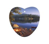 Lake Camping Car Air Freshener Hanging, Long Lasting Scented Car Aromatherapy Tablets, Love form Fragrance Scented Cards for Vehicles, Bedroom, Wardrobe Gray-style