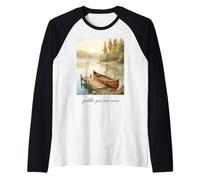 Lake Canoe Adventure Nature Wilderness Explorer Outdoor Raglan Baseball Tee