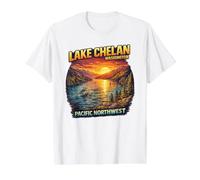 Lake Chelan Washington Mountain Washington Hiking Shirt Value Graphic T-Shirt, Men, White, M