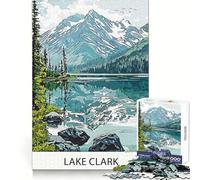 Lake Clark Mountain View Jigsaw Puzzles for Adults 1000 Pieces Recall Enhancer Creative Play Pattern Build Birthday Gift (38x26cm)