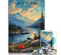 Lake Clark National Park Poster Jigsaw Puzzles for Teenagers 1000 Piece Puzzle,Help The Brain Exercise Addictive Toys to Cultivate Patience A Work of Art 50x75cm
