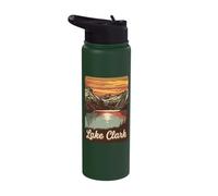 Lake Clark Sunset Mountain Reflections Art Stainless Steel Insulated Water Bottle