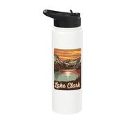 Lake Clark Sunset Mountain Reflections Art Stainless Steel Insulated Water Bottle