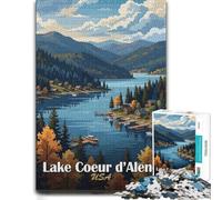 Lake Coeur d'Alene, USA Landscape Jigsaw Puzzle for Adults, 300 Pieces | Adult Jigsaw Puzzle: structured assembly from border to image details in spare time.