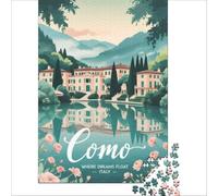 Lake Como Dreamy Romantic jigsaw puzzle 1000 piece | a relaxed activity for couples on a first date to enjoy together while getting to know each other to enjoy at home50x75cm