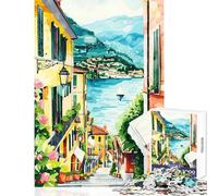 Lake Como Italian Street Scene Hard Jigsaw Puzzle for Adults 1000 Pieces Improve Attention Span And Focus Peaceful Relaxing Leisure Fun (50x75cm)