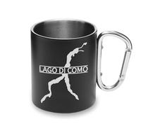 Lake Como Italy Metal Cup Carabiner Handle, Camping Mug