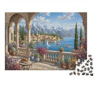 Lake Como Jigsaw Puzzle for Game 1000 Pieces Italian Terrace Anxiety Relief Secret Santa Small Gift Idea for Couples 70x50cm/1000pcs