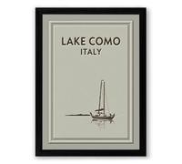 Lake Como Sailing Minimalist Framed Wall Art Print A3 (42×29.7cm) Black, Wall Decor for Living Room, Bedroom, Office & Home, Ready to Hang, Art Gift