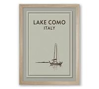 Lake Como Sailing Minimalist Framed Wall Art Print A3 (42×29.7cm) Oak, Wall Decor for Living Room, Bedroom, Office & Home, Ready to Hang, Art Gift