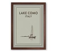 Lake Como Sailing Minimalist Framed Wall Art Print A3 (42×29.7cm) Walnut, Wall Decor for Living Room, Bedroom, Office & Home, Ready to Hang, Art Gift