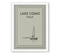 Lake Como Sailing Minimalist Framed Wall Art Print A3 (42×29.7cm) White, Wall Decor for Living Room, Bedroom, Office & Home, Ready to Hang, Art Gift