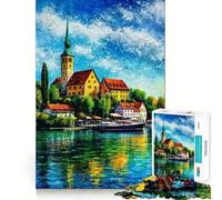 Lake Constance Waterfront Village Painting 1000-piece Puzzle for Teenagers Clear Logic Snug Joint Fun Activity Christmas Surprise (50x75cm)