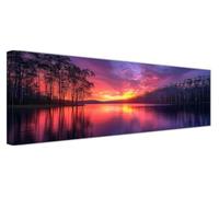 Lake Diamond Art, Diamond Painting Forest, 5D Round Full Drill Crystal Art Kits for Beginner, DIY Rhinestone Embroidery Mosaic Kits for Adults for Home Wall Room Decor, Large Canvas 240x80cm F1-493