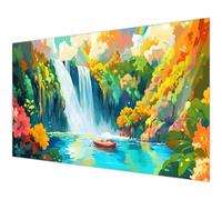 Lake Diamond Art Fall Diamond Painting Kits Adults, 5D Cross Stitch Arts Crafts Pictures Full Drill Embroidery Square Crystal Kits for Adults Beginner, Women Hobbies Home Wall Decor 11.8x23.6in L#-838