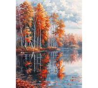 Lake Diamond Painting Kits for Adults, 5D Full Drill Square Diamond Art Kit for Beginners 16x20in, DIY Gem Art Crystal Rhinestone Cross Stitch Embroidery, Home Wall Decor & Ideal Gifts (Forest) S-Y365