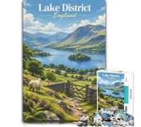 Lake District England Adult Wooden Jigsaw, 1000 Pieces | Festive puzzle present: hands-on indoor leisure at your own pace.
