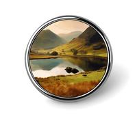 Lake District National Park Badges Circle with Button Design, Personalized Picture Pin Brooches, Round Badge Holders for Decorate Hat Shirt Clothing Bag Accessories
